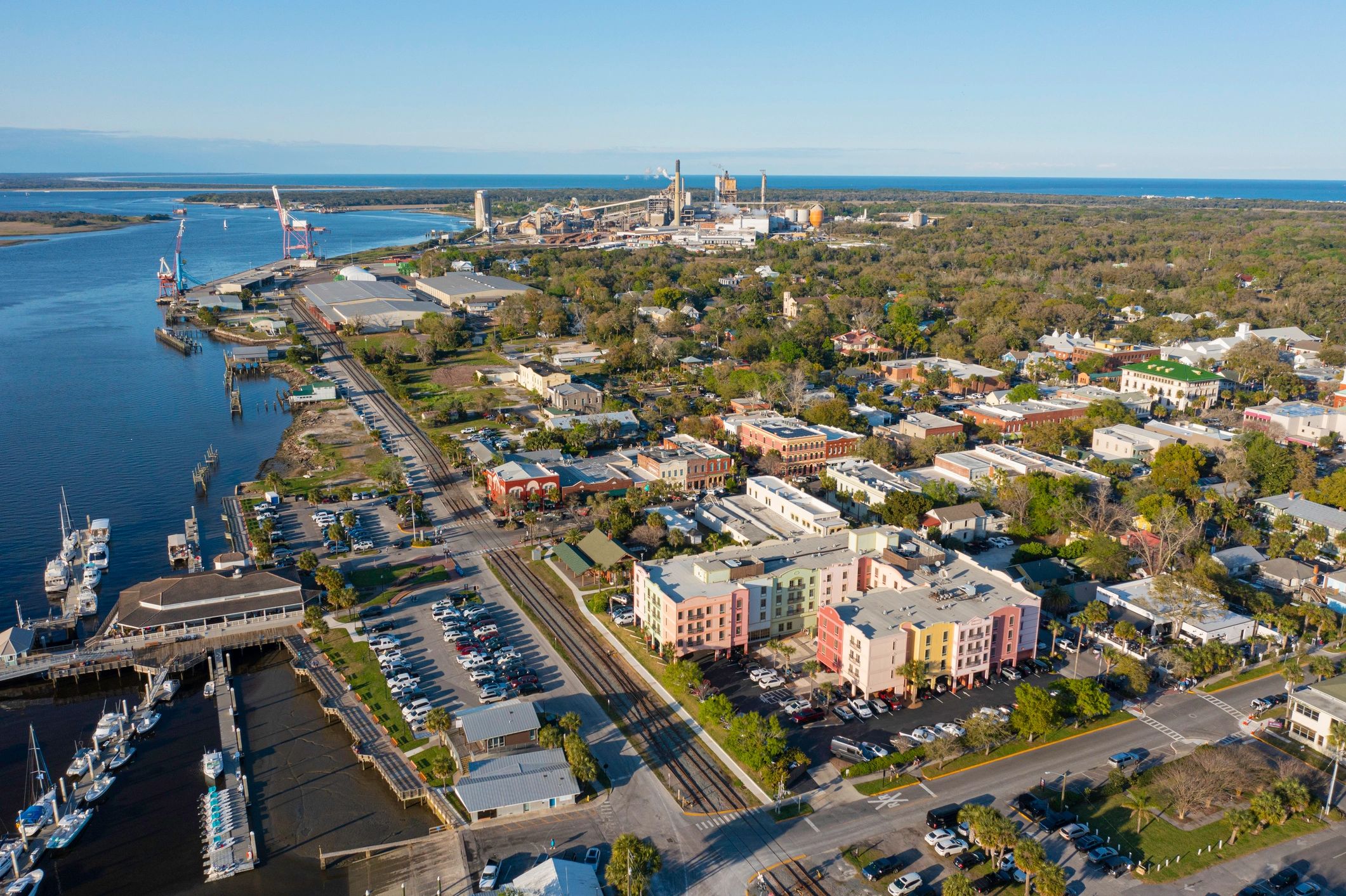 Aerial view of a Florida coastal town