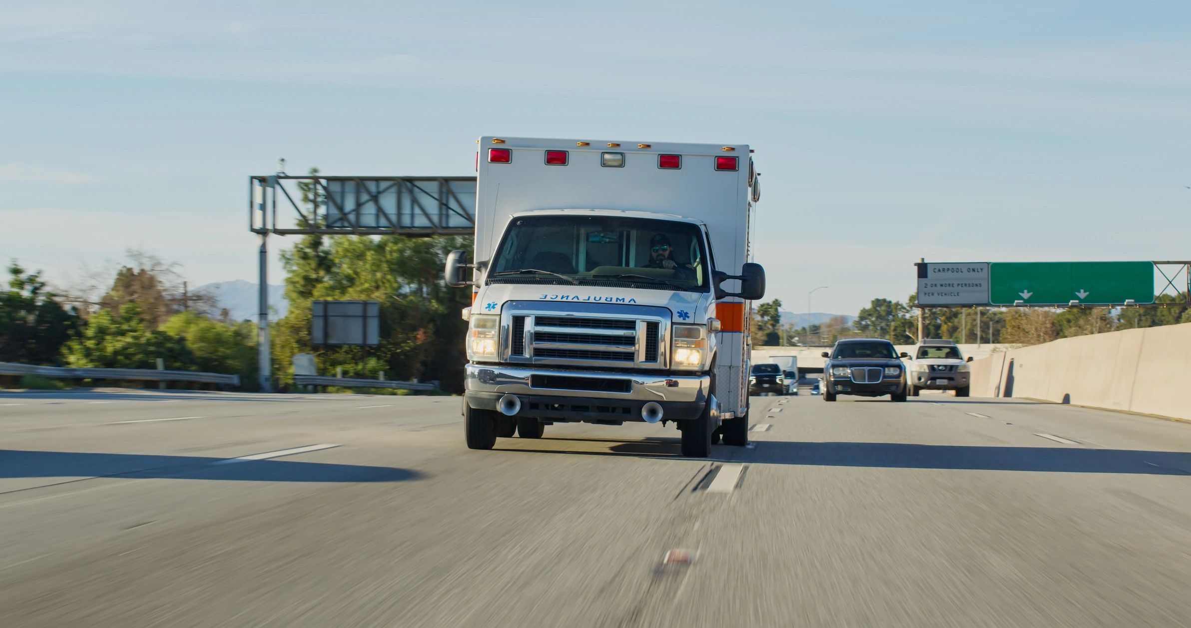 Ambulance driving on a highway