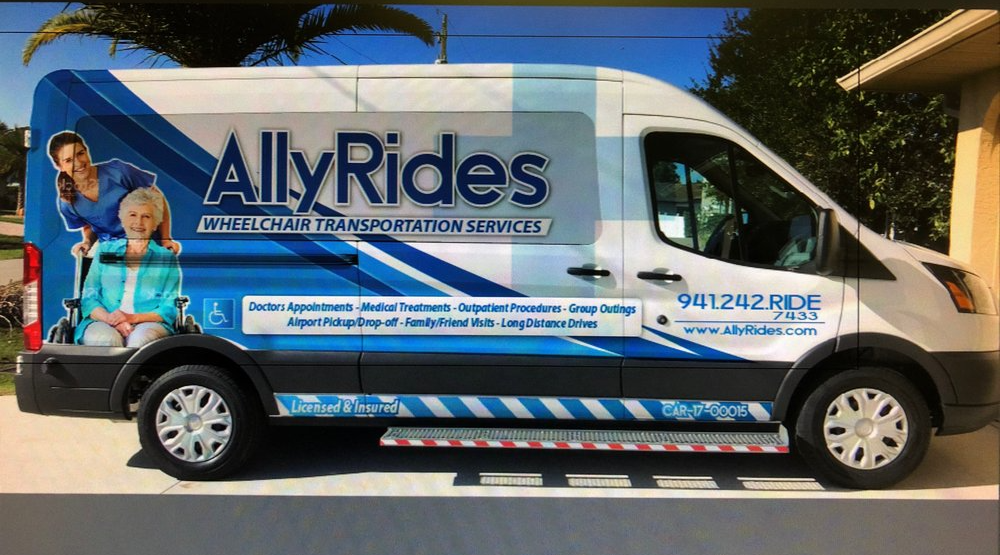 AllyRides vehicle and service branding